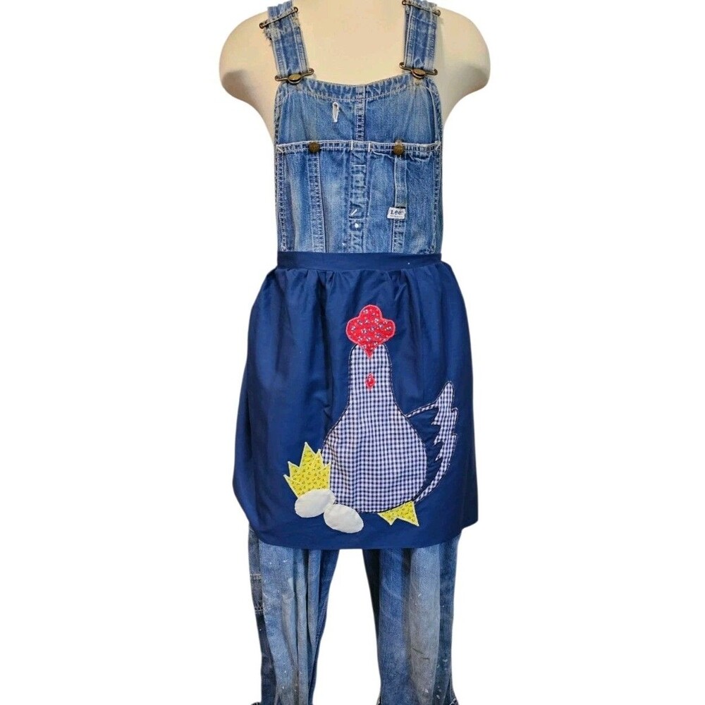 Vintage Country Kitchen Chicken Applique Half Apron